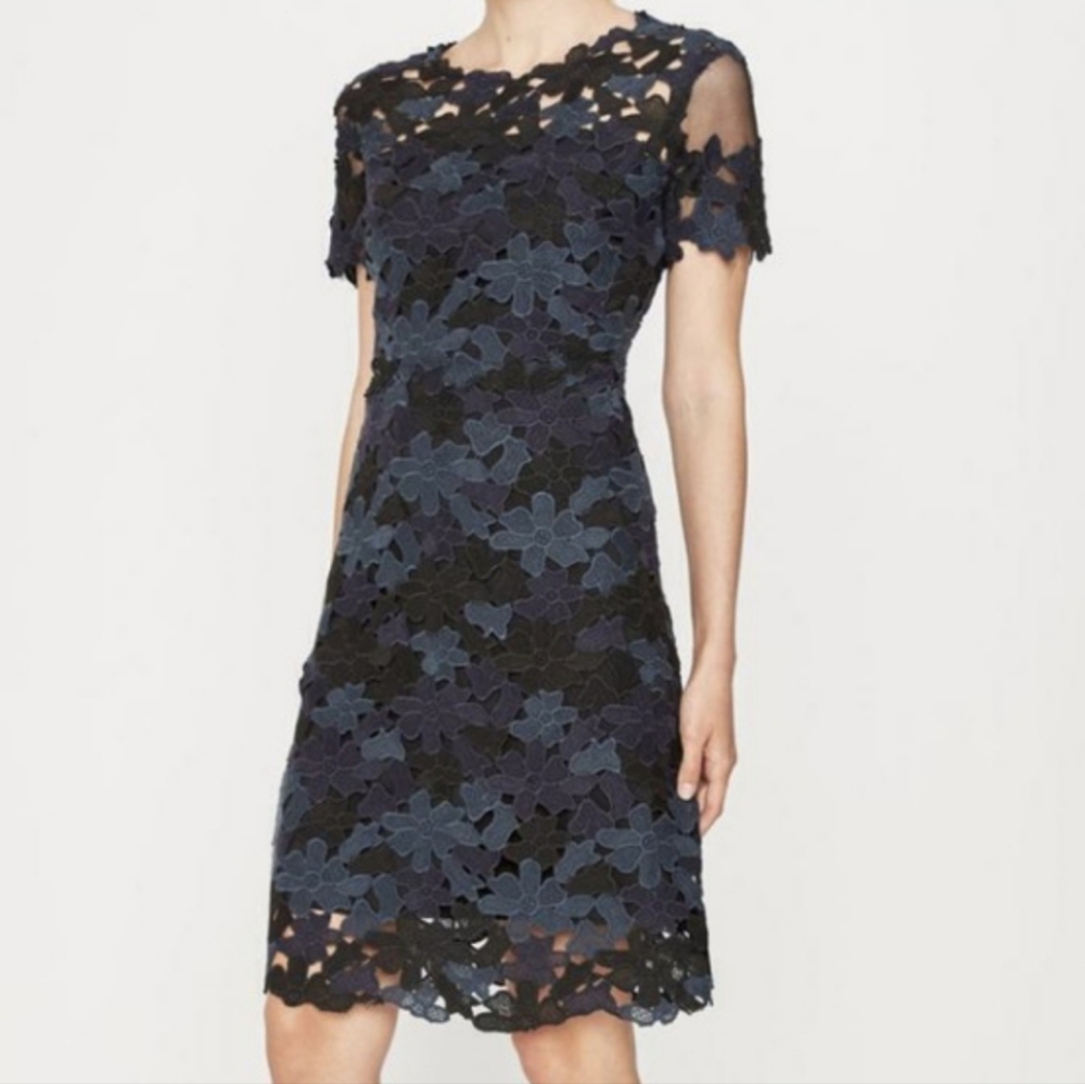 Elie Tahari Ophelia black navy Lace Dress- Sz 10 Like New - Picture 2 of 13